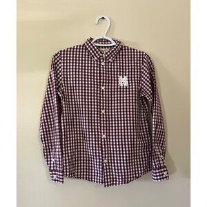 Garb Team Boys Large (9-10) Mississippi State Maroon White Checkered Button Up